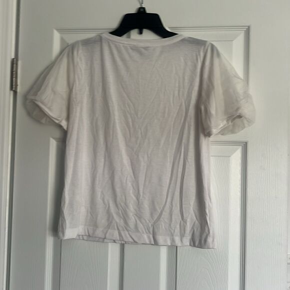 iBLUES White T Shirt - Sheer Puffed Sleeves Size Small - Great Condition - Picture 5 of 5